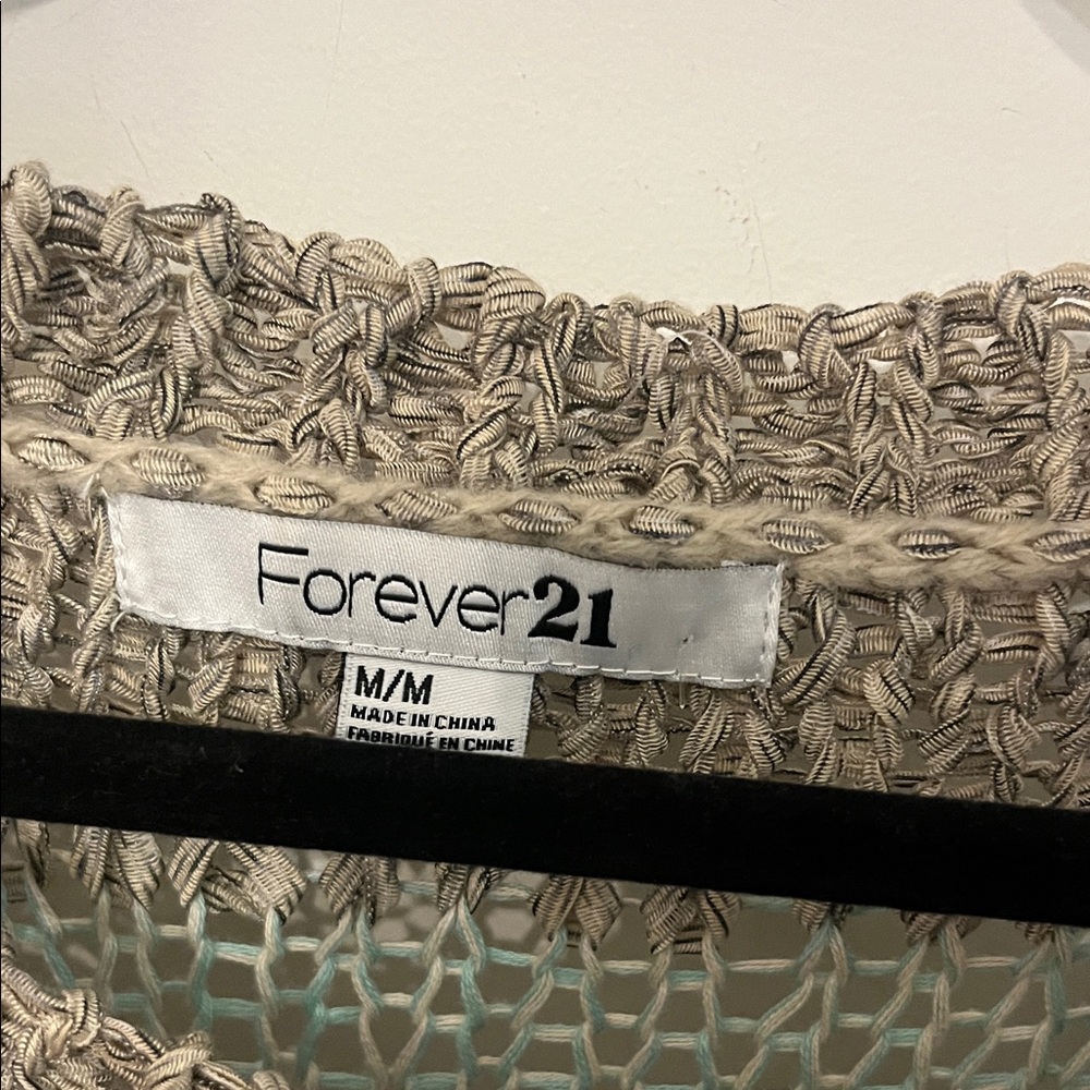 Forever 21 Open-Knit Sweater in Tan/Gray and Blue - Picture 2 of 5